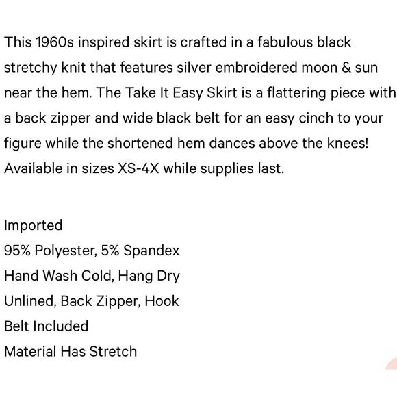 Smak Parlour 1960’s Black & Silver Celestial Emb. Easy Does It Mini Skirt M NWOT - Picture 4 of 5